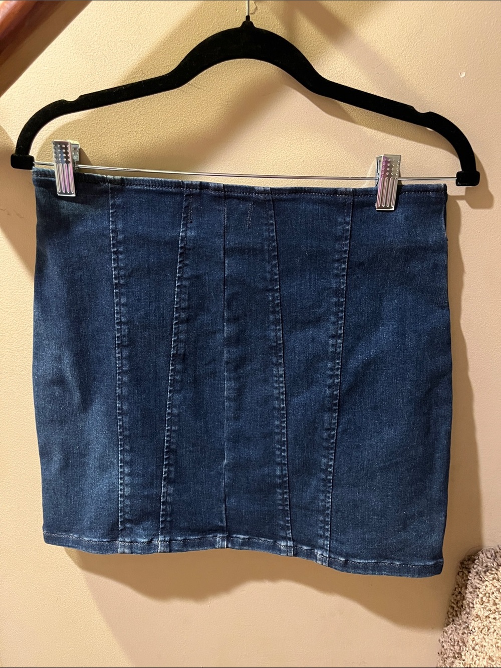 We The Free Dark Indigo Denim Front-Zip Mini Skirt - Picture 4 of 4